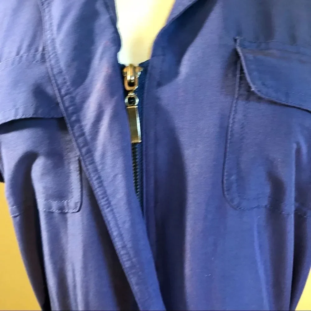 NY&Co Blue Cargo Utility Belted Cap Sleeve Dress
